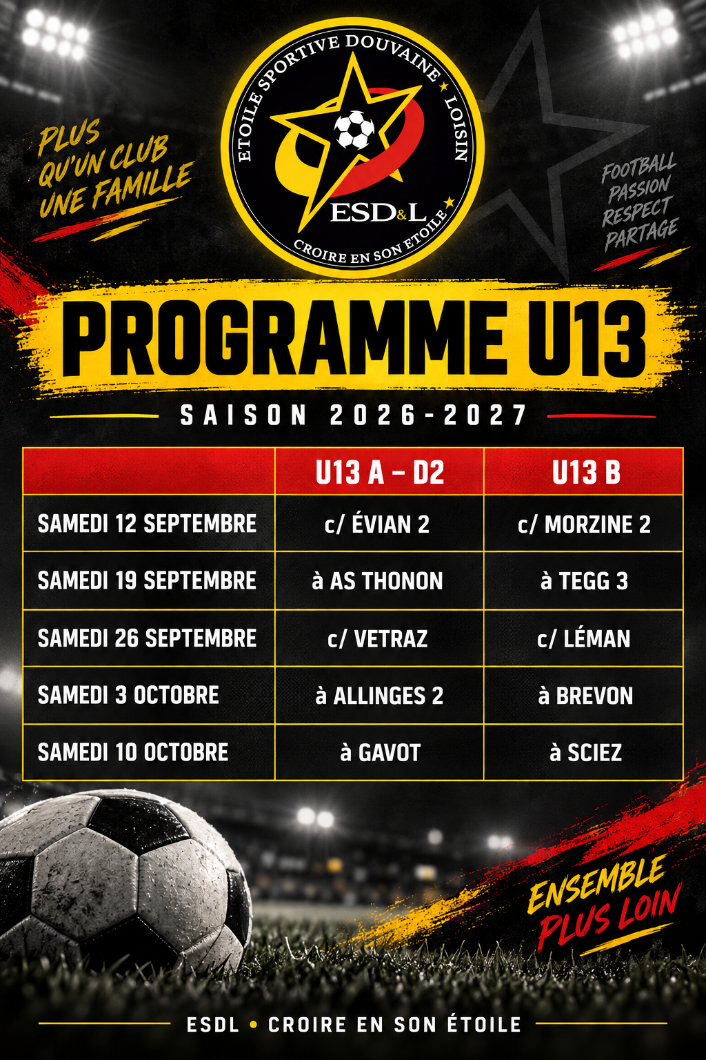 PROGRAMME MATCH U13 ESDL